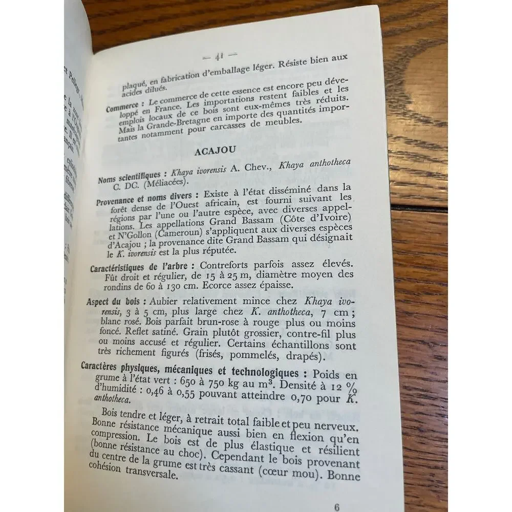 Bois Tropicaux 1960 French Tropical Wood Forestry Reference Book 2nd Edition